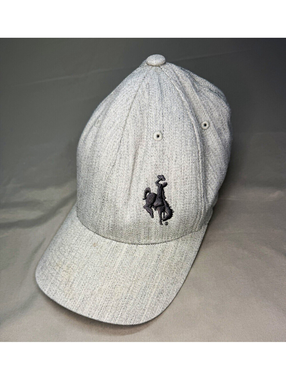 Flexfit Stretch Fit Baseball Cap Polo Player Logo Gray/White Solid Men’s S/M